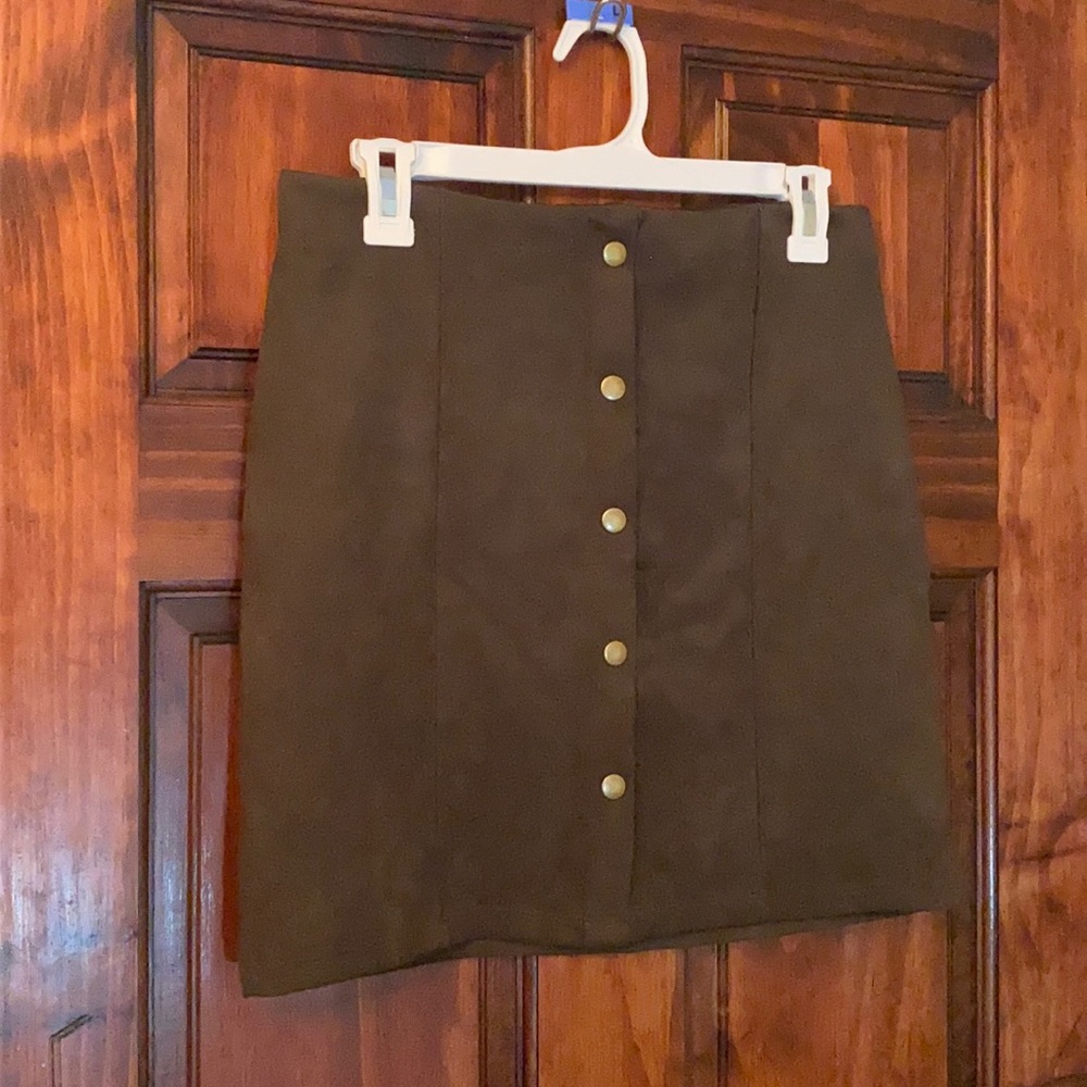 Olive Green Velvet Mini Skirt